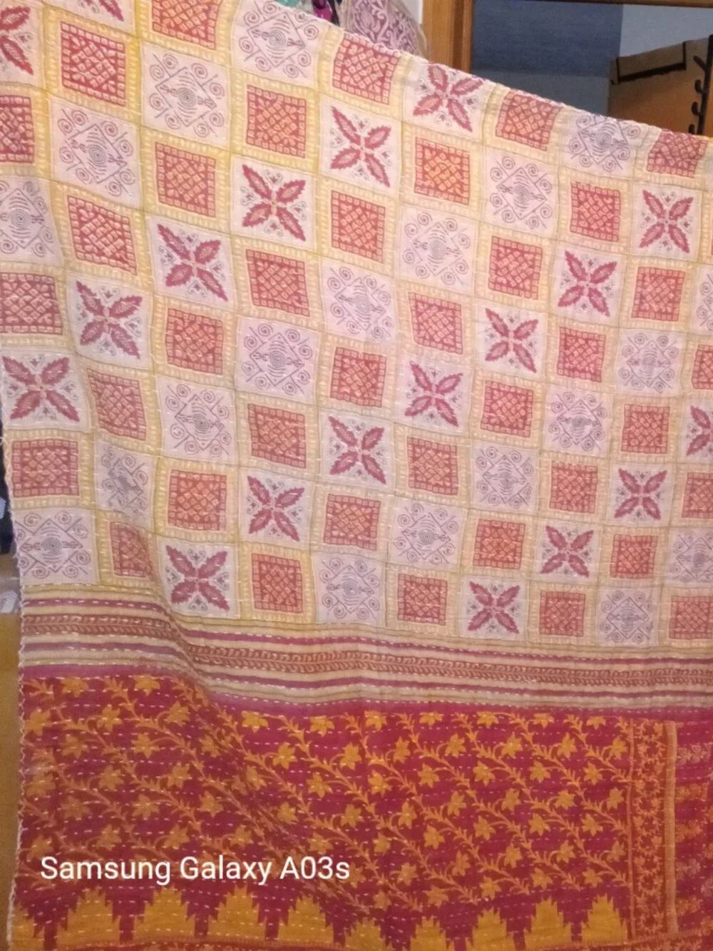 Kantha Quilt Yellow Green Red Black 50
